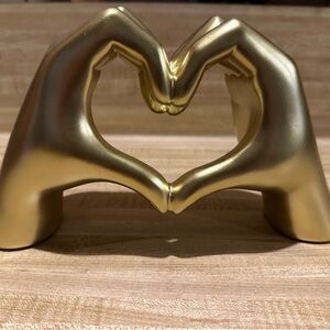 Gold Heart Hands Sculpture